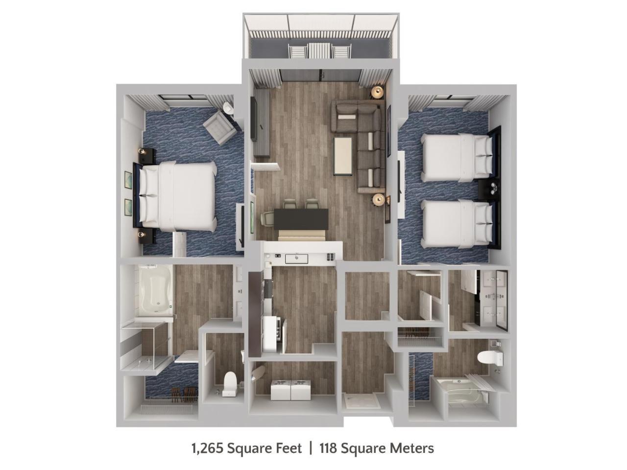 Apartamento Familiar en condominio con 2 dormitorios, vistas superiores y acceso gratuito al parque acuático